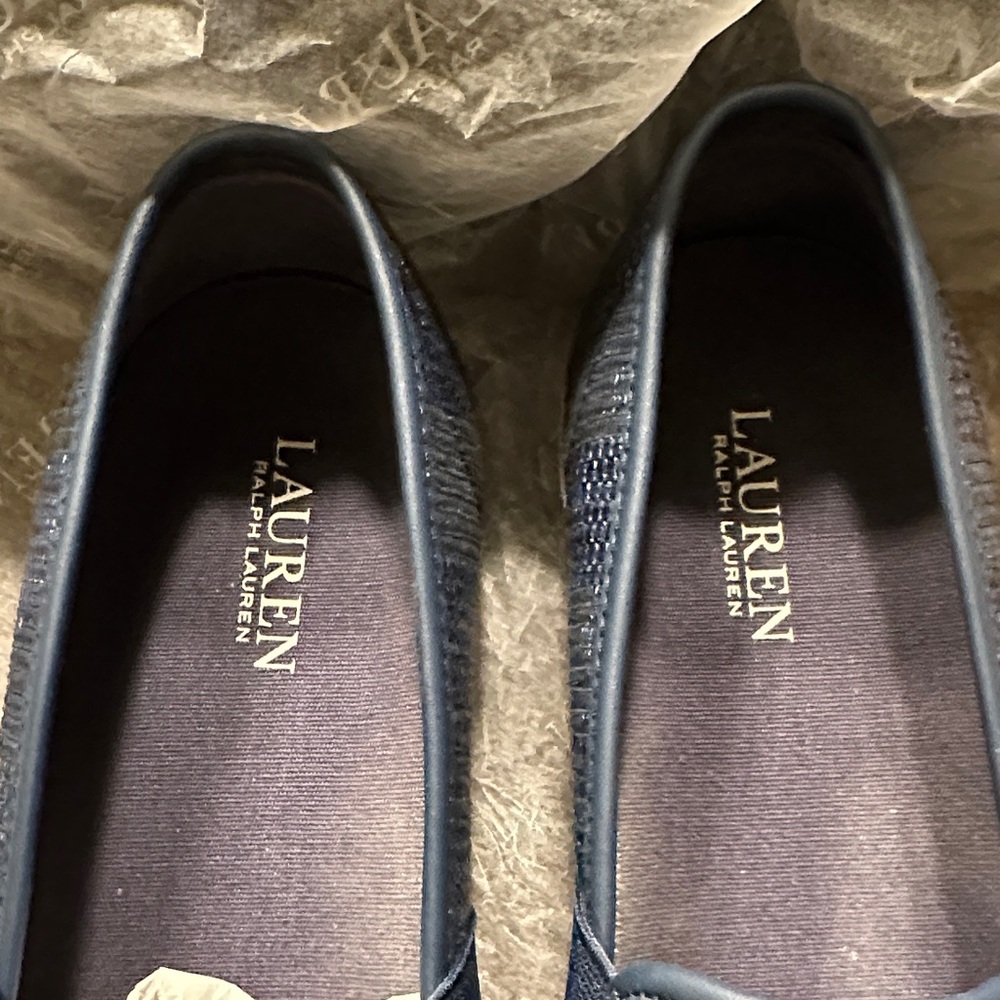 Women Lauren Ralph Lauren Textured Navy Loafers - Picture 5 of 6